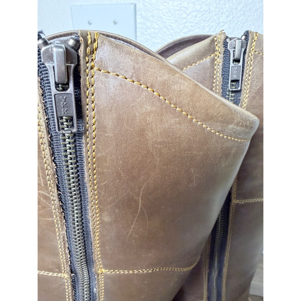 Born Brown Leather Tall Riding Boots Floral Cutout Western D13406‎ Womens 7/38 - Picture 11 of 12